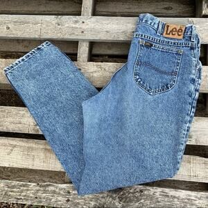 Vintage 90s Lee stonewashed acid taper ankle mom jeans